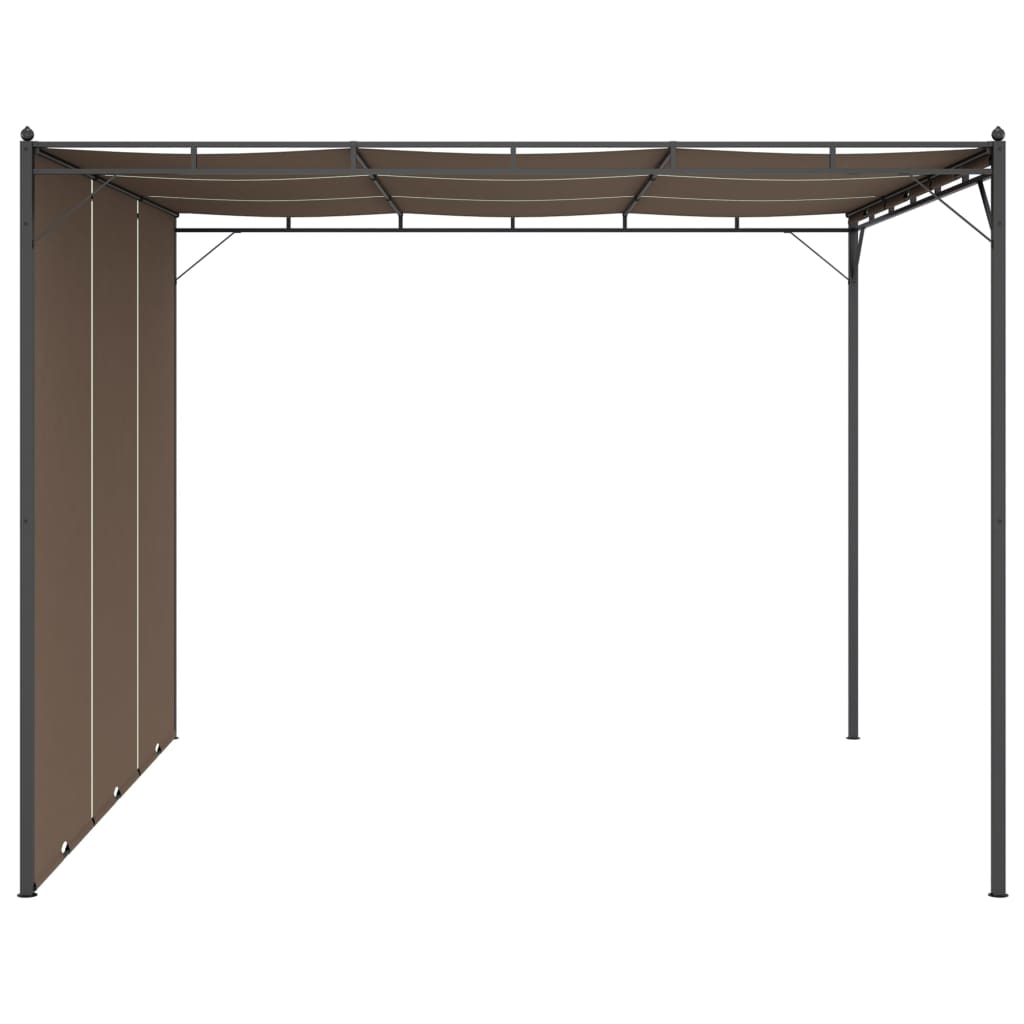 Garden belvedere with side curtain 3x3x2.25 m taupe