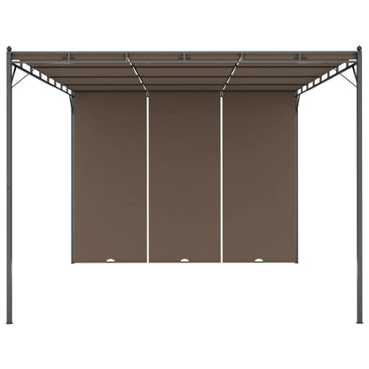 Garden belvedere with side curtain 4x3x2.25 m taupe