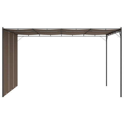 Garden belvedere with side curtain 4x3x2.25 m taupe