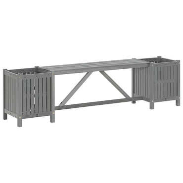 Garden bench with 2 planters 150 cm Gray acacia wood