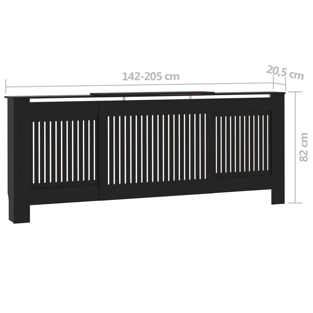 Cache-radiateur MDF Noir 205 cm