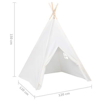 Tenda per tepee per bambini con sacca per pelle bianca 120x120x150 cm