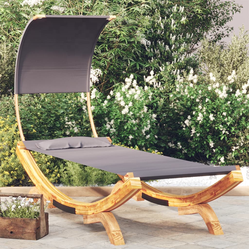 Lit repos et auvent 100x200x126 cm Bois courbé Anthracite