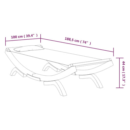 Lit de repos extérieur 100x188,5x44 cm Bois courbé massif Crème