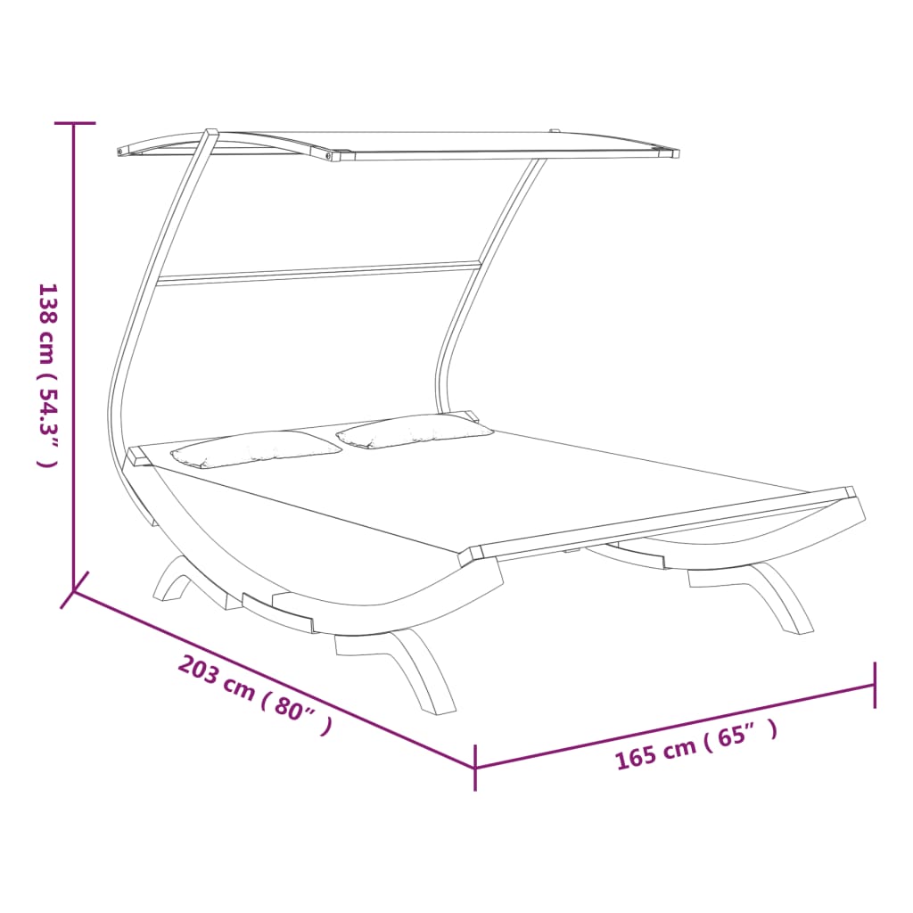 Resto di letto e tenda da tenda 165x203x138 cm MASSIVO legno curvo antracite