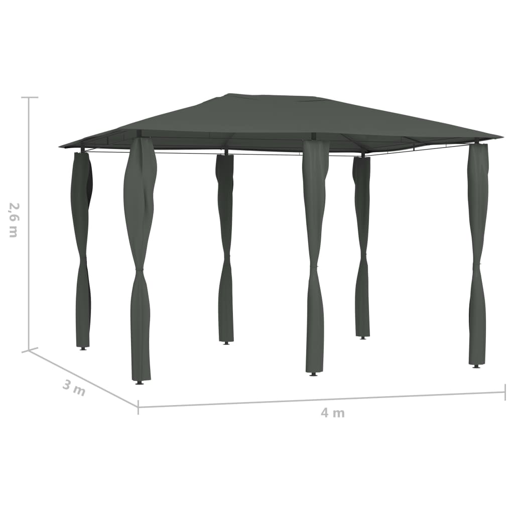 3x4x2.6 m antracite 160 g/m² Post Coating Belvedere