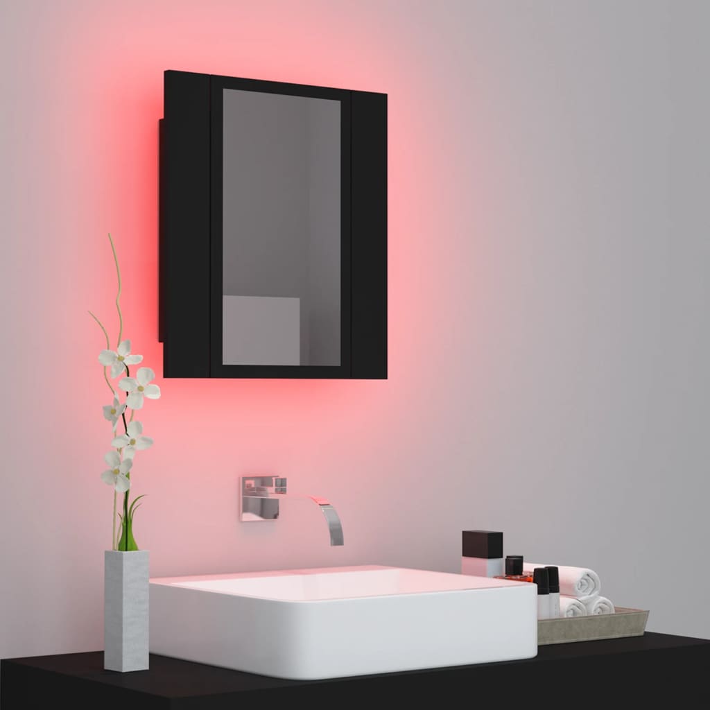 Armoire à miroir de salle de bain LED Noir 40x12x45 Acrylique