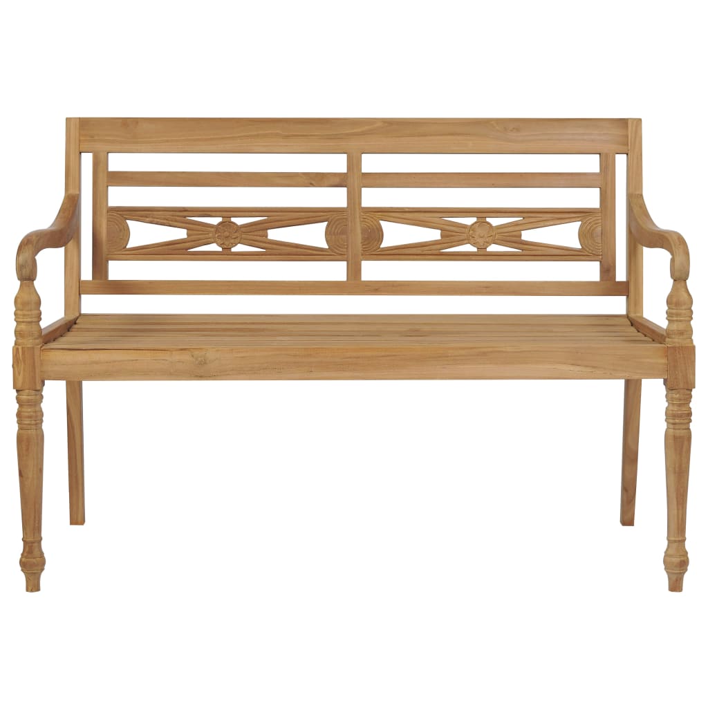 Batavia bench with Cream Cushion 120 cm Solid teak wood