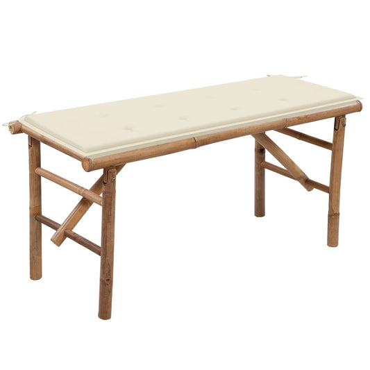 Foldable garden bench with 118 cm bamboo cushion