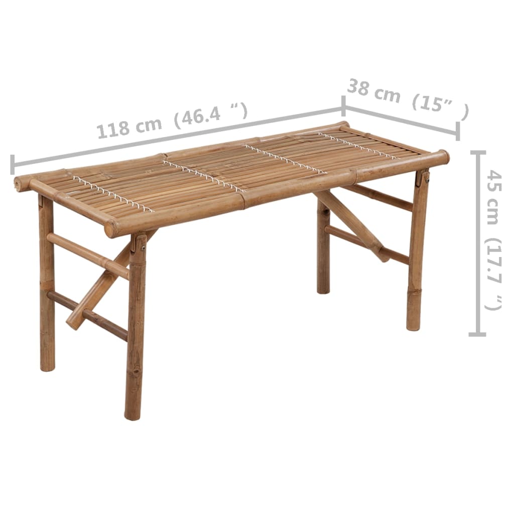 Foldable garden bench with 118 cm bamboo cushion