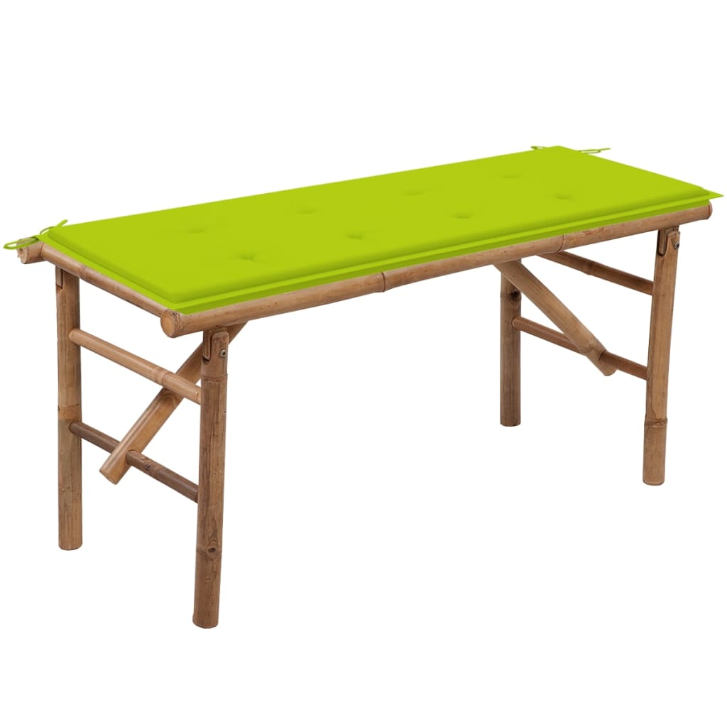 Foldable garden bench with 118 cm bamboo cushion