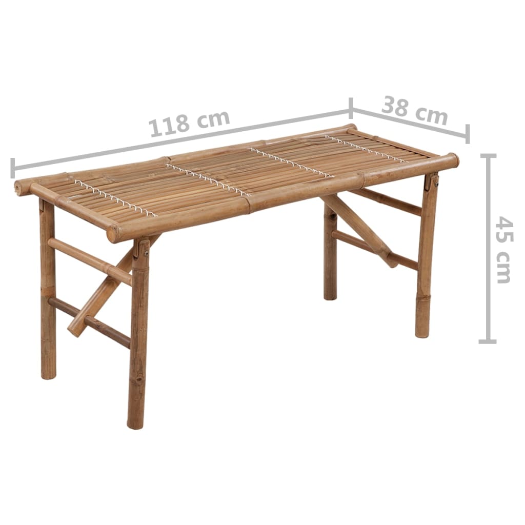 Foldable garden bench with 118 cm bamboo cushion