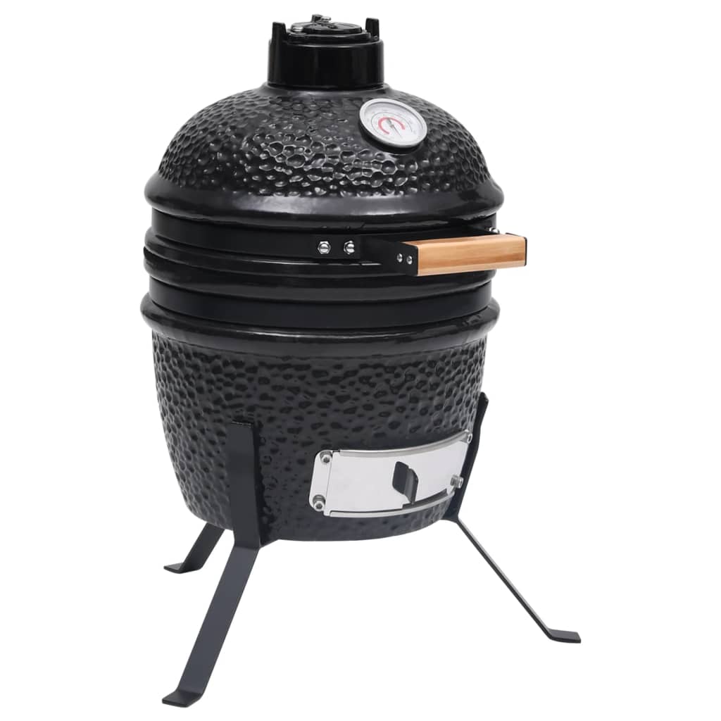 Barbecue à fumoir Kamado 2-en-1 Céramique 56 cm Noir