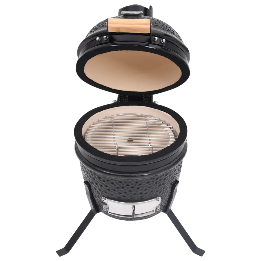 Barbecue à fumoir Kamado 2-en-1 Céramique 56 cm Noir