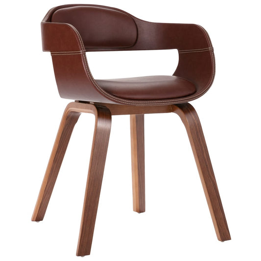 Curved wood dining chair curved and imitation leather