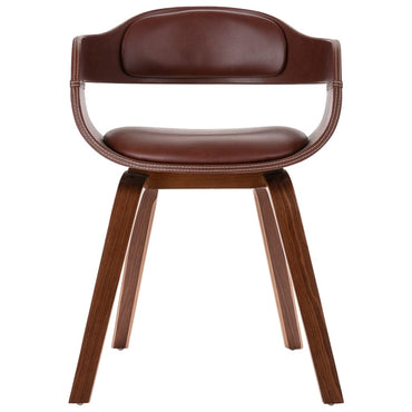 Curved wood dining chair curved and imitation leather