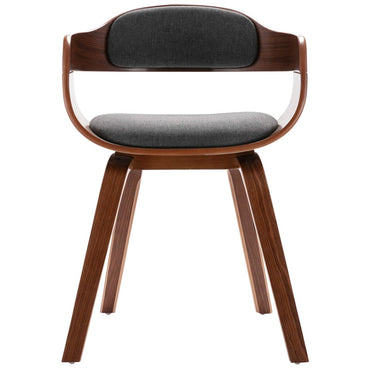 Curved gray dining chair curved wood and fabric