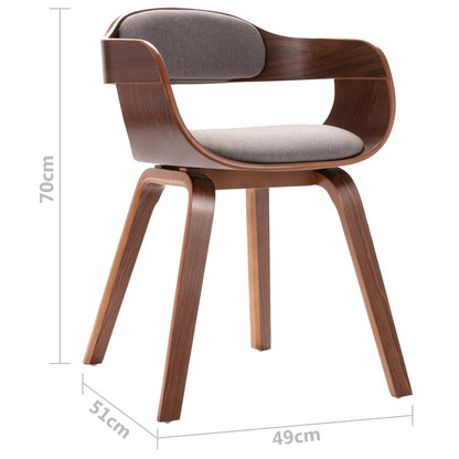 Dining room chair taupe curved wood and fabric