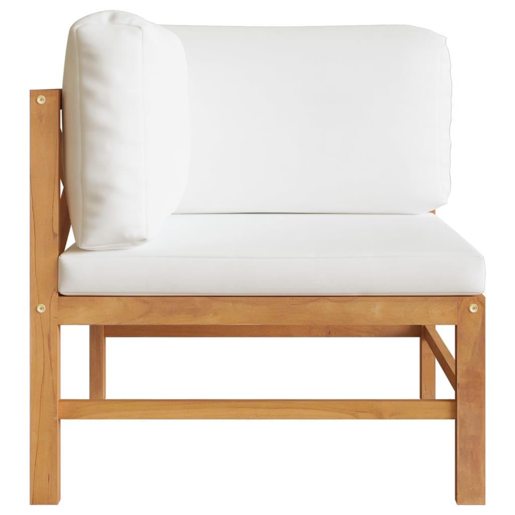 2 -seater garden bench with solid teak wood cream cushions