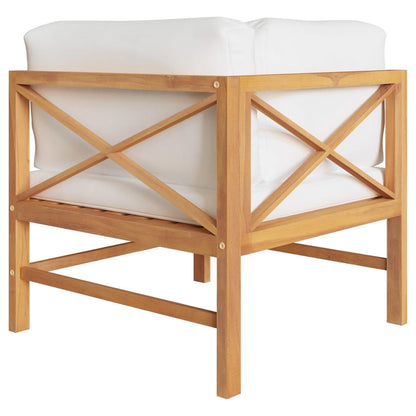 2 -seater garden bench with solid teak wood cream cushions