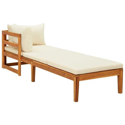 Chaise longue avec 1 accoudoir Transat Blanc crème Bois d'acacia