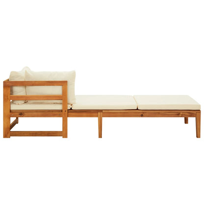 Chaise longue avec 1 accoudoir Transat Blanc crème Bois d'acacia