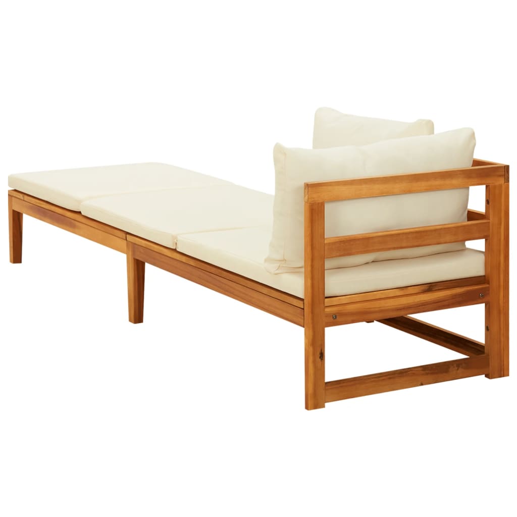 Chaise longue avec 1 accoudoir Transat Blanc crème Bois d'acacia