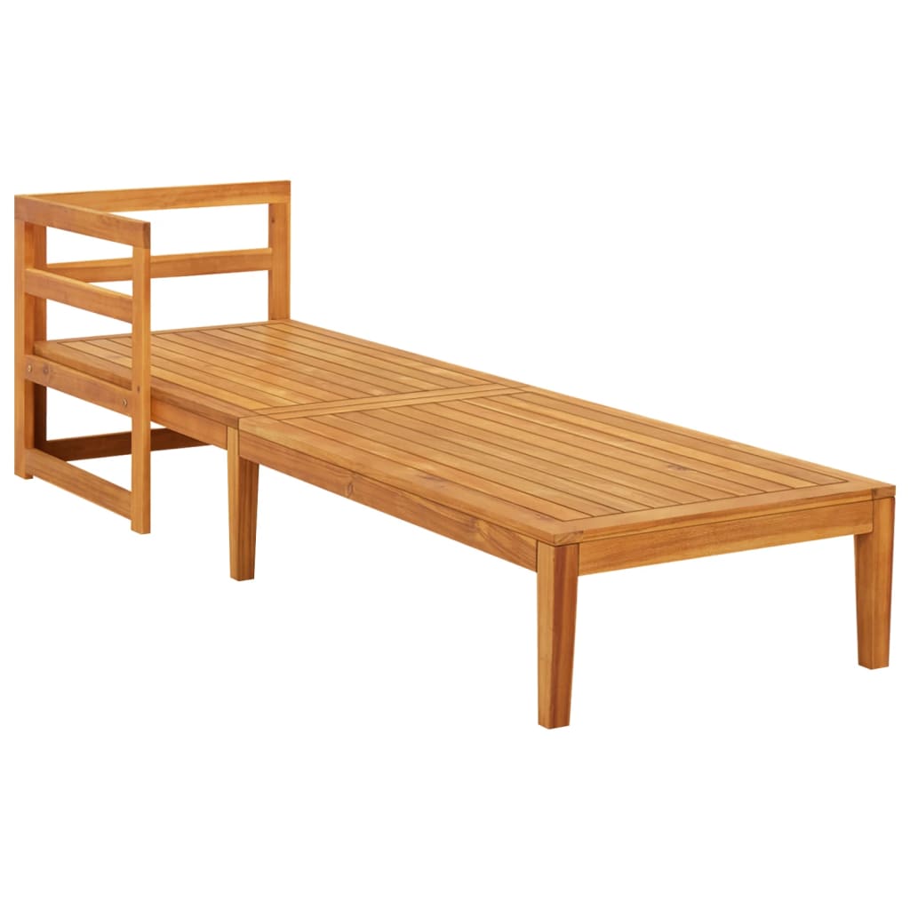 Chaise longue avec 1 accoudoir Transat Blanc crème Bois d'acacia