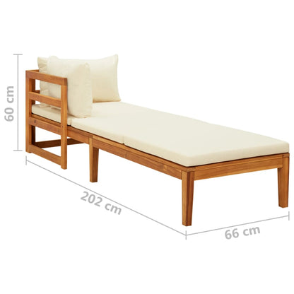 Chaise longue avec 1 accoudoir Transat Blanc crème Bois d'acacia