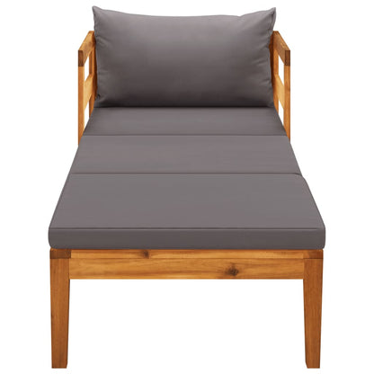 Chaise longue avec coussins gris foncé Bois d'acacia solide