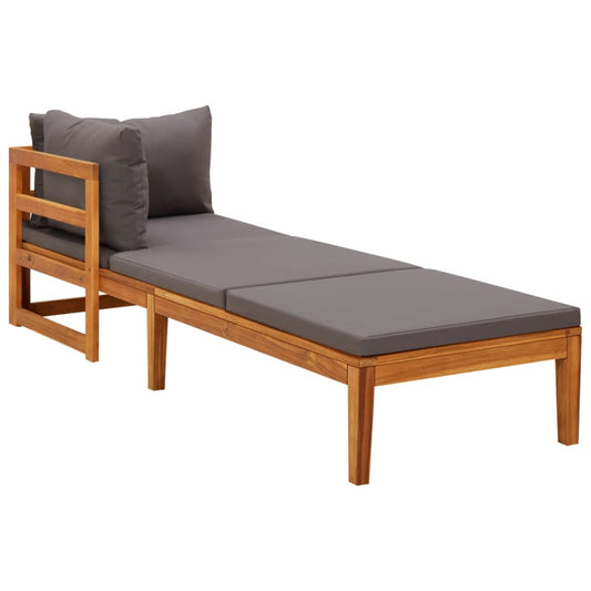 Chaise longue avec 1 accoudoir Transat Gris foncé Bois d'acacia