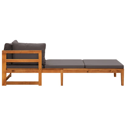 Chaise longue avec 1 accoudoir Transat Gris foncé Bois d'acacia