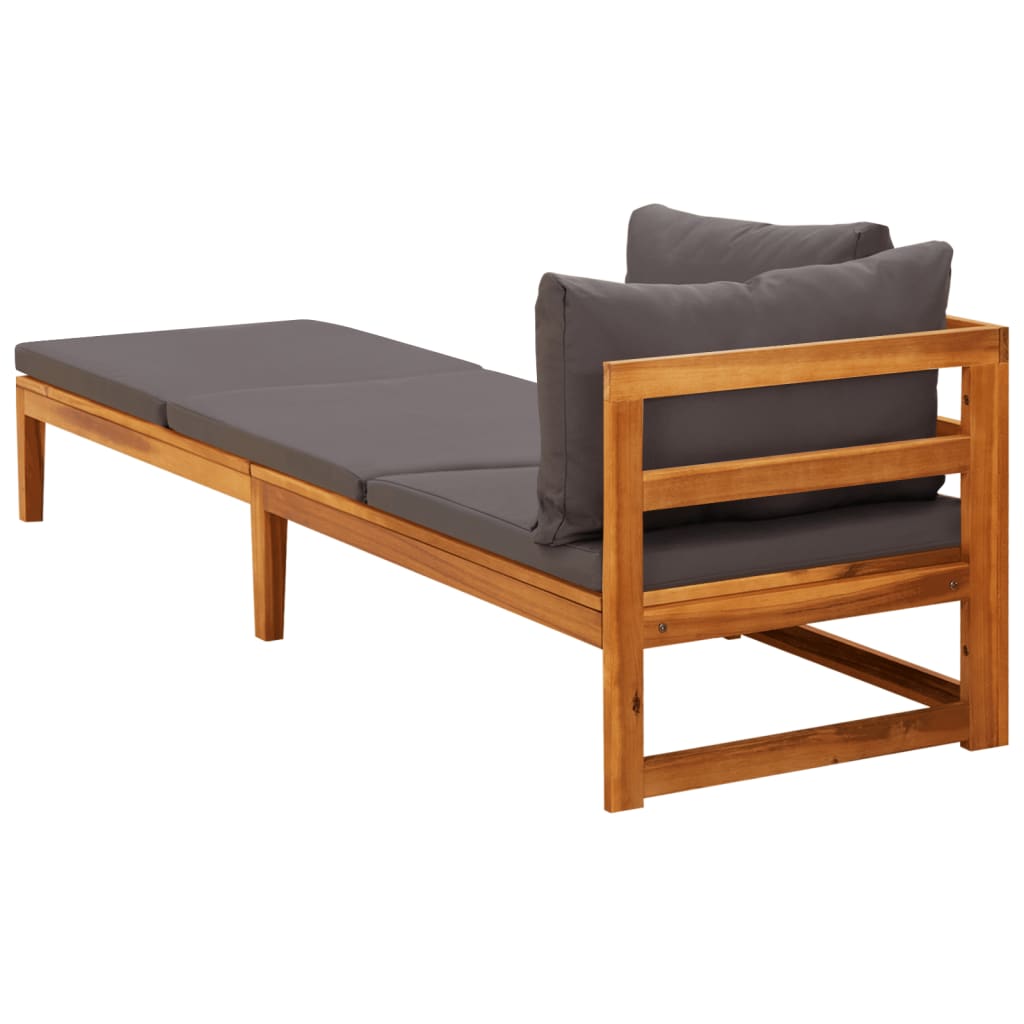 Chaise longue avec 1 accoudoir Transat Gris foncé Bois d'acacia