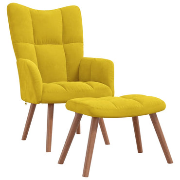 Relaxation chair with Mustard Velvet yellow footrest