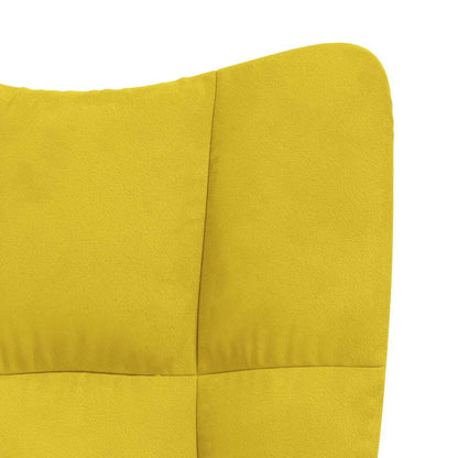 Cadeira de relaxamento com apoio de pé amarelo de veludo de mostarda