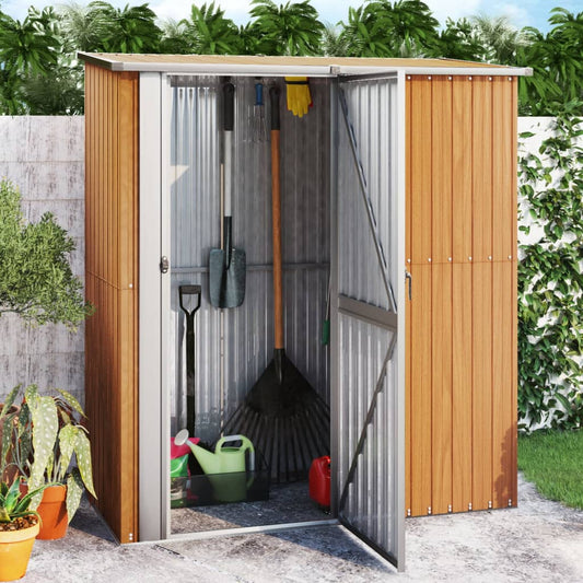 Abrigo do jardim 180.5x97x209.5 cm Galvanized Steel Wood Aspecto