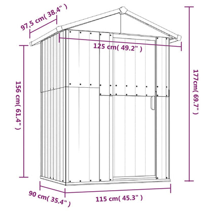 Galpão cinza 126x97.5x177 cm de aço galvanizado