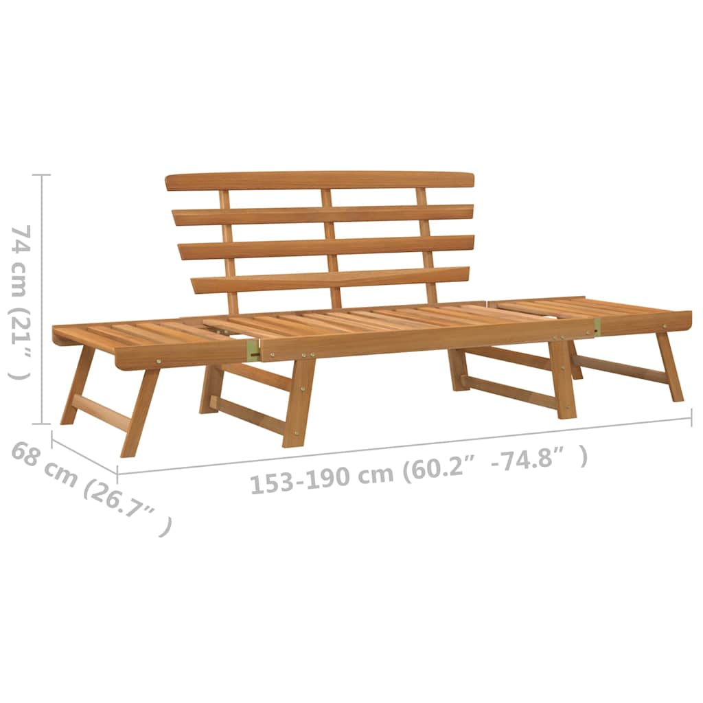 Banco de jardín 2-en-1 190 cm acacia madera maciza