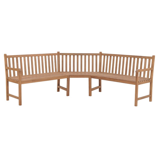 Banco de canto do jardim 185x185x90 ​​cm de madeira de teca sólida