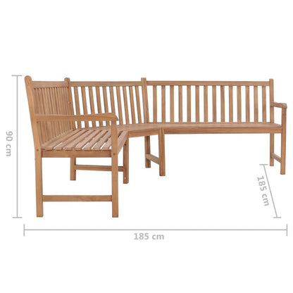 Banco de canto do jardim 185x185x90 ​​cm de madeira de teca sólida