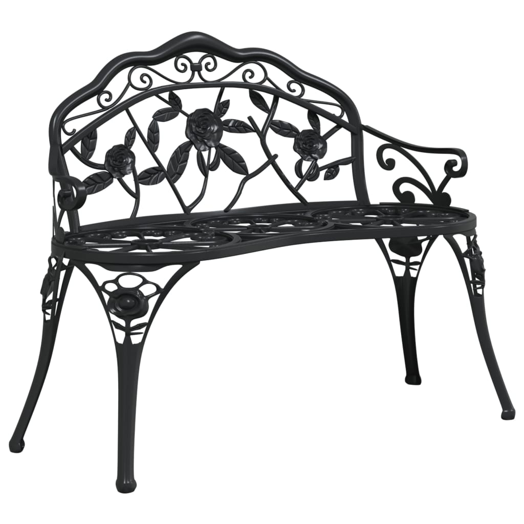 Garden bench 100 cm black cast aluminum