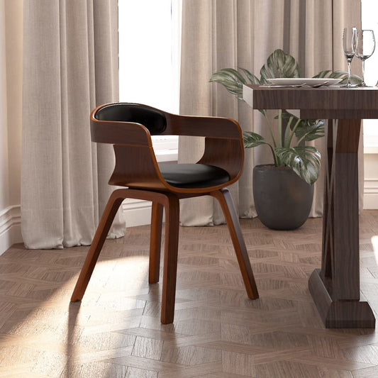 Curred wood black dining chair and imitation leather