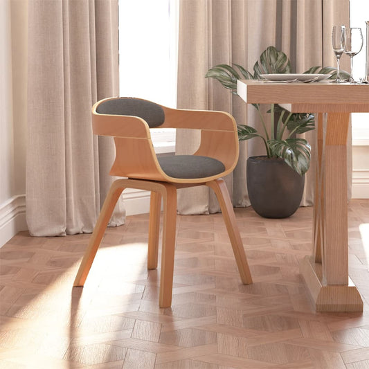 Curred light wooden dining chair curved wood and fabric