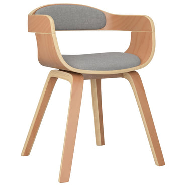 Curved wood taupe dining chair and fabric