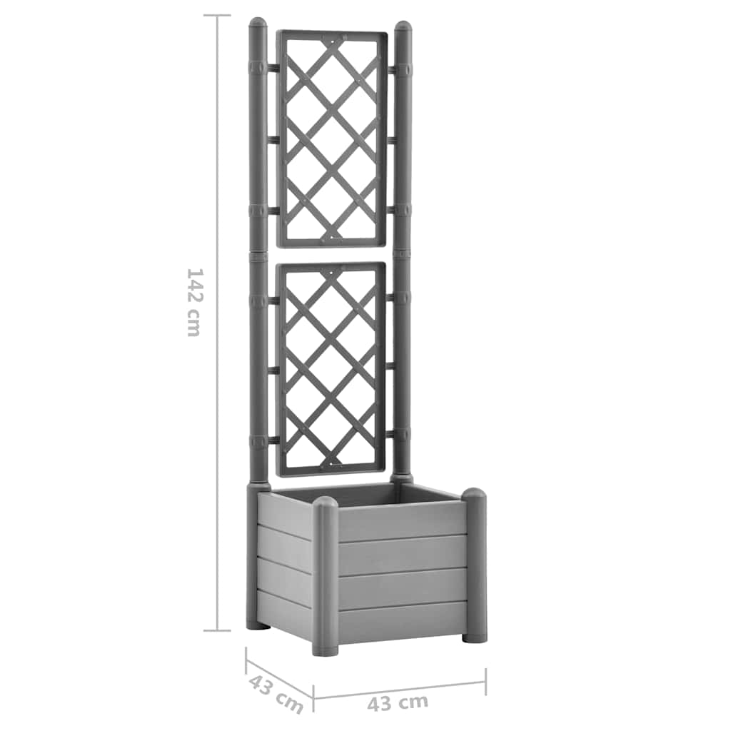 Planos com trellis 43x43x142 cm pp pedra cinza