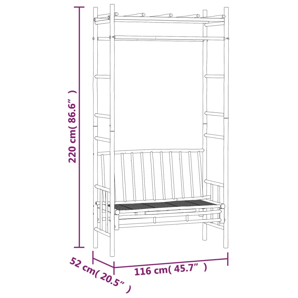 Banc de jardin avec pergola Bambou