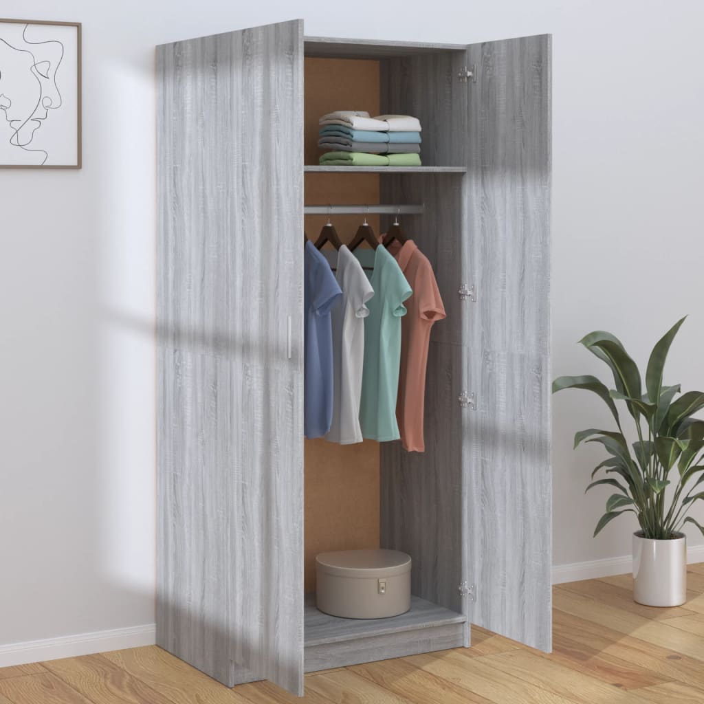 Sonoma Grey Wardrobe 80x52x180 CM de engenharia de madeira