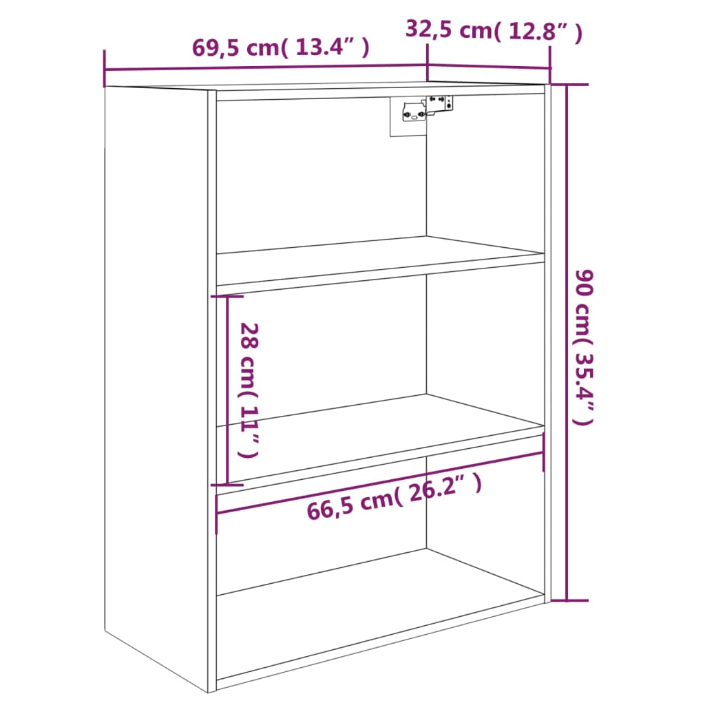 Black hanging cabinet 69.5x32.5x90 cm