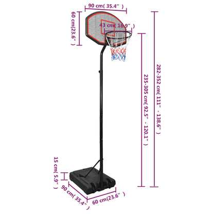 Support de basket-ball Noir 282-352 cm Polyéthylène