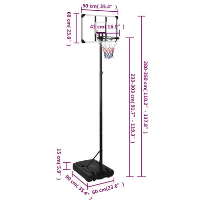 Support de basket-ball Transparent 280-350 cm Polycarbonate